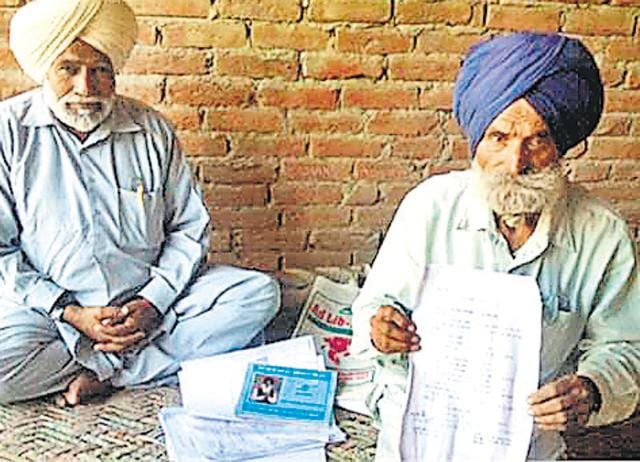 Gurmail Singh said he came to know he had been written off as “dead” when he visited the pension department and the bank to know why the pension had been discontinued. (HT Photo) Gurmail Singh said he came to know he had been written off as “dead” when he visited the pension department and the bank to know why the pension had been discontinued. (HT Photo)