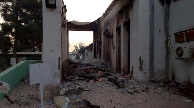 Fires burn in part of the MSF hospital in Kunduz after it was bombed by US forces. (AFP Photo) Fires burn in part of the MSF hospital in Kunduz after it was bombed by US forces. (AFP Photo)