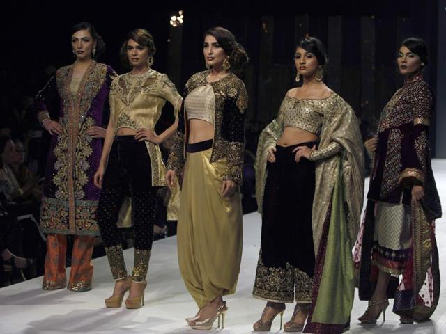 A collection by designer Wardha Saleem at the fashion week. (AP)