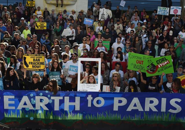 Environmental activists and supporters during a rally calling for action on climate change in Los Angeles, California. (AFP Photo) Environmental activists and supporters during a rally calling for action on climate change in Los Angeles, California. (AFP Photo)