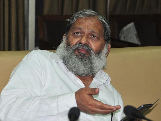 A file photo of Haryana minister Anil Vij.(H Photo) A file photo of Haryana minister Anil Vij.(H Photo)