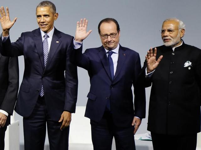 Prime Minister Narendra Modi delivers a speech during the opening session of the World Climate Change Conference 2015 (COP21) at Le Bourget, near Paris, France. (Reuters Photo) Prime Minister Narendra Modi delivers a speech during the opening session of the World Climate Change Conference 2015 (COP21) at Le Bourget, near Paris, France. (Reuters Photo)