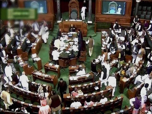 A scene in Lok Sabha during the winter session of Parliament in New Delhi on Monday.(PTI) A scene in Lok Sabha during the winter session of Parliament in New Delhi on Monday.(PTI)