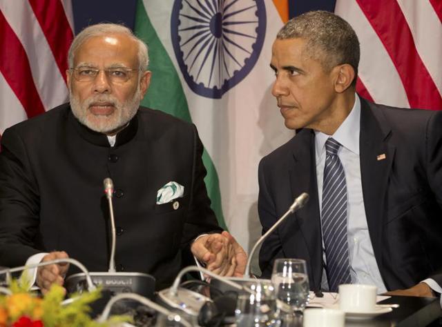 PM Narendra Modi and US President Barack Obama at a meeting during the summit in Paris. (PTI) PM Narendra Modi and US President Barack Obama at a meeting during the summit in Paris. (PTI)