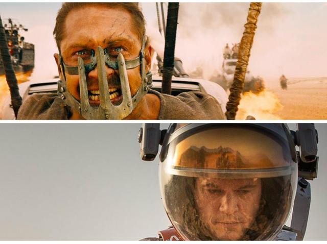 Tom Hardy as Mad Max and Matt Damon in The Revenant.