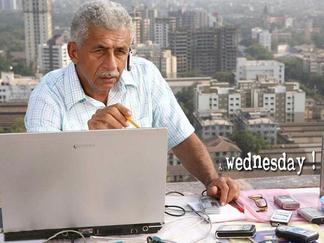 A scene from A Wednesday, starring Naseeruddin Shah and Anupam Kher . A scene from A Wednesday, starring Naseeruddin Shah and Anupam Kher .