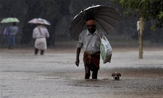 Visitors move from a flooded Government hospital. (PTI) Visitors move from a flooded Government hospital. (PTI)