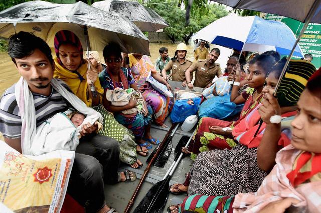 Patients are being shifted to safe place from a flooded hospital in flooded Chennai. (PTI) Patients are being shifted to safe place from a flooded hospital in flooded Chennai. (PTI)