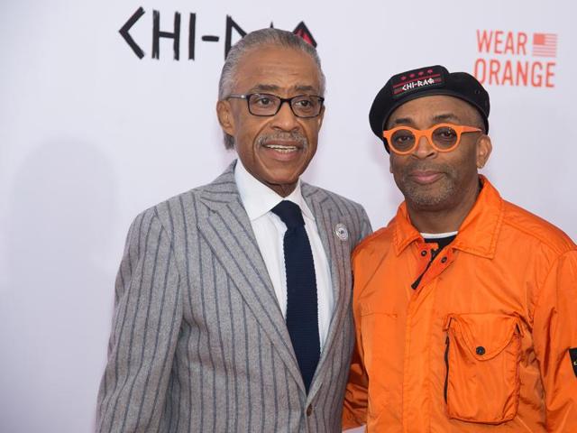 Al Sharpton, left, and Spike Lee attend the premiere of Chi-Raq at the Ziegfeld Theatre. (AP)