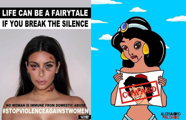 Kim Kardashian in an Alexsandro Palombo creation against domestic violence. (Alexsandro Palombo/Facebook)