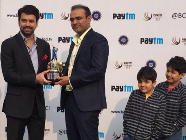 The BCCI has temporarily named a stand in Kotla “Viru 319” after Sehwag’s highest Test score of 319 against South Africa. (AP Photo) The BCCI has temporarily named a stand in Kotla “Viru 319” after Sehwag’s highest Test score of 319 against South Africa. (AP Photo)