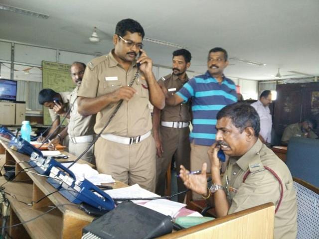 A view of the Chennai control room, as troops were deployed in the state capital to facilitate rescue operations and provide supplies. (Sudipto Mondal/HT Photo)