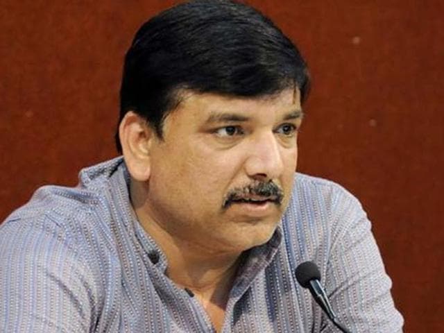 Sanjay Singh, who is also in charge of Punjab affairs in the party, was here to oversee the first meeting of the party’s women’s wing under the “Mahila Shakti Abhiyan” banner.(HT Photo)