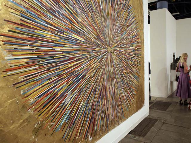 An untitled work by artist William Cordova is displayed at the Sikkema Jenkins Gallery, Wednesday, December 2, 2015, at Art Basel Miami Beach, in Miami Beach, Florida. (AP) An untitled work by artist William Cordova is displayed at the Sikkema Jenkins Gallery, Wednesday, December 2, 2015, at Art Basel Miami Beach, in Miami Beach, Florida. (AP)