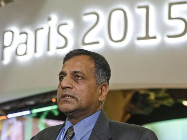 Environment and forests secretary Ashok Lavasa speaks during an interview at the COP21, United Nations Climate Change Conference, in Le Bourget.(AP)
