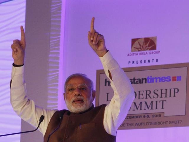 An optimistic PM Narendra Modi asserts at the Hindustan Times Leadership Summit that despite setbacks, India is moving in the right direction (Virendra Singh Gosain/ HT Photo) An optimistic PM Narendra Modi asserts at the Hindustan Times Leadership Summit that despite setbacks, India is moving in the right direction (Virendra Singh Gosain/ HT Photo)