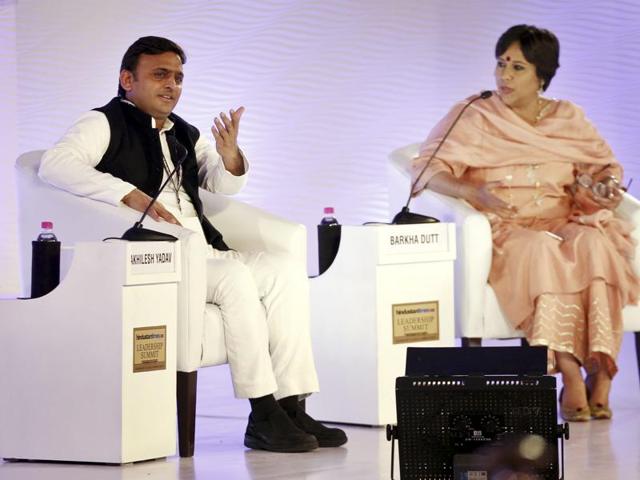 UP chief minister Akhilesh Yadav addresses the 13th HT Leadership Summit.(Ajay Aggarwal/ HT Photo)