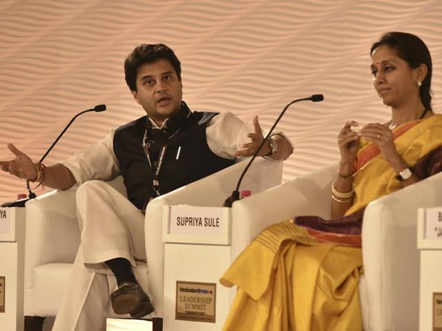 Congress MP Jyotiraditya Scindia speaks during a discussion with NDTV Consulting Editor Barkha Dutt during a session at Hindustan Times Leadership Summit. (Hindustan Times) Congress MP Jyotiraditya Scindia speaks during a discussion with NDTV Consulting Editor Barkha Dutt during a session at Hindustan Times Leadership Summit. (Hindustan Times)