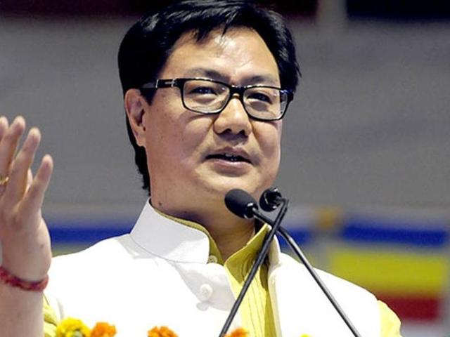 Minister of state for home affairs, Kiren Rijiju, at an event in New Delhi. (Sonu Mehta/HT File Photo)