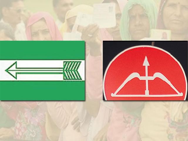 JD (U) (left) and Shiv Sena’s symbols confused voters.