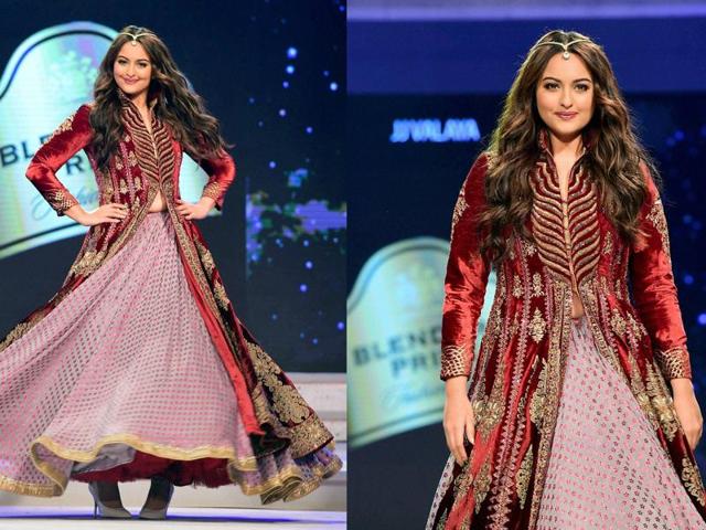 The Blenders Pride Fashion Tour 2015 is a multi-city fashion show. The Mumbai show saw creations by JJ Valaya, Rahul Mishra, Masaba, Rohit Gandhi and Rahul Khanna. Bollywood actor Sonakshi Sinha walks the ramp for JJ Valaya during the show in Mumbai on Friday. (PTI) The Blenders Pride Fashion Tour 2015 is a multi-city fashion show. The Mumbai show saw creations by JJ Valaya, Rahul Mishra, Masaba, Rohit Gandhi and Rahul Khanna. Bollywood actor Sonakshi Sinha walks the ramp for JJ Valaya during the show in Mumbai on Friday. (PTI)