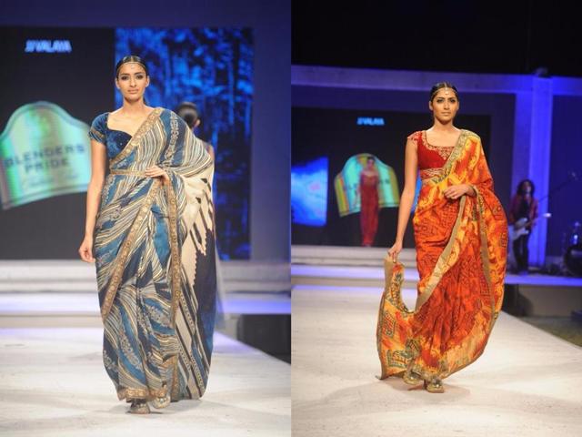 Models walk the ramp for designer JJ Valaya show at Blenders Pride Fashion Tour 2015 in Mumbai. (IANS) Models walk the ramp for designer JJ Valaya show at Blenders Pride Fashion Tour 2015 in Mumbai. (IANS)