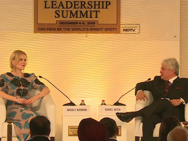 Nicole Kidman and Suhel Seth at the Hindustan Times Leadership Summit 2015. (YouTube) Nicole Kidman and Suhel Seth at the Hindustan Times Leadership Summit 2015. (YouTube)
