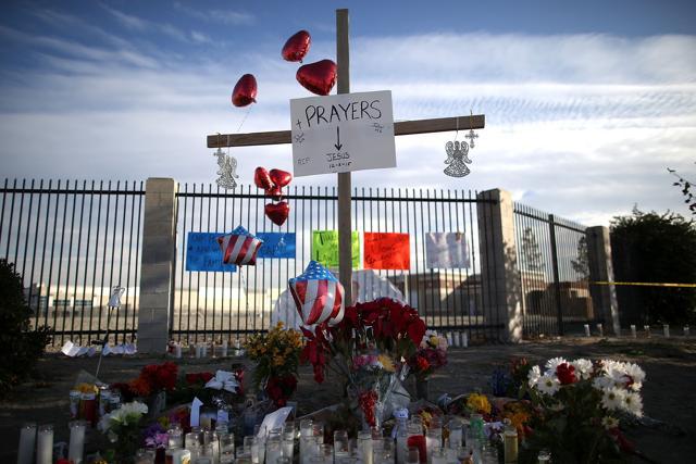A view of a makeshift memorial near the Inland Regional Center in San Bernardino. (AFP)