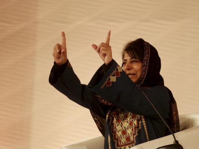 Mehbooba Mufti Sayeed, President of Peoples Democratic Party (PDP), during Hindustan Times Leadership Summit in New Delhi on Saturday. (Ravi Choudhary/ht photo)