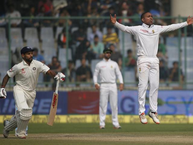 India’s Shikhar Dhawan, left , takes off for a single as South Africa’s Dane Piedt, right, appeals for his wicket. (AP photo) India’s Shikhar Dhawan, left , takes off for a single as South Africa’s Dane Piedt, right, appeals for his wicket. (AP photo)