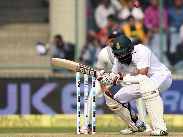 Hashim Amla ducks to avoid a bouncer. (AFP Photo) Hashim Amla ducks to avoid a bouncer. (AFP Photo)
