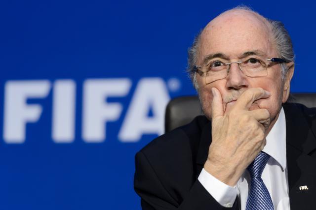 A file photo taken on July 20, 2015 shows FIFA president Sepp Blatter gesturing during a press conference at the football world body's headquarters in Zurich. (AFP Photo)