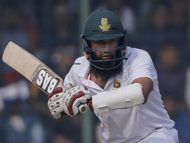 South Africa’s captain Hashim Amla, bats on day four of the fourth and final Test match against India in New Delhi on December 6, 2015.(AP)