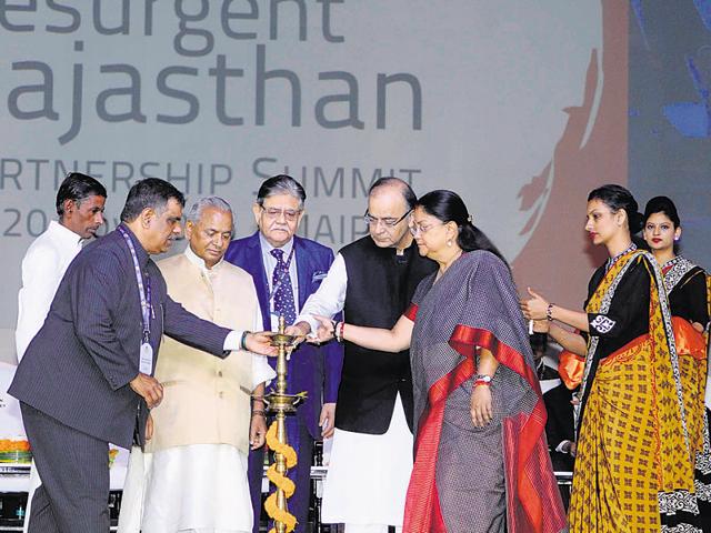 The Resurgent Rajasthan Partnership Summit was held at Jaipur on November 19 and 20.(Himanshu Vyas/HT photo)