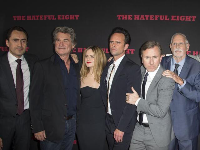 Actors Demian Bichir, Kurt Russell, Jennifer Jason Leigh, Walton Goggins, Tim Roth and Bruce Dern are 6 of the Hateful Eight. (AFP) Actors Demian Bichir, Kurt Russell, Jennifer Jason Leigh, Walton Goggins, Tim Roth and Bruce Dern are 6 of the Hateful Eight. (AFP)