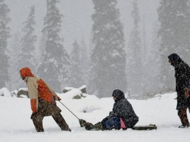 The mercury also went down in all other recorded places in Kashmir and Ladakh Divisions as the cold wave tightened its grip in these regions, a spokesman of the MeT office said.(HT Photo)