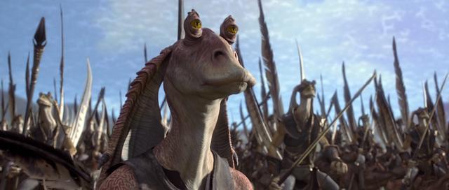 The notorious Jar Jar Binks in action.