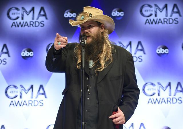 Chris Stapleton's album, which became at white-hot success after he won three honours and performed alongside Justin Timberlake at the CMAs, is also up for Grammy album of the year - marking a return to top prize for country music after some time. (Evan Agostini/Invision/AP) Chris Stapleton's album, which became at white-hot success after he won three honours and performed alongside Justin Timberlake at the CMAs, is also up for Grammy album of the year - marking a return to top prize for country music after some time. (Evan Agostini/Invision/AP)