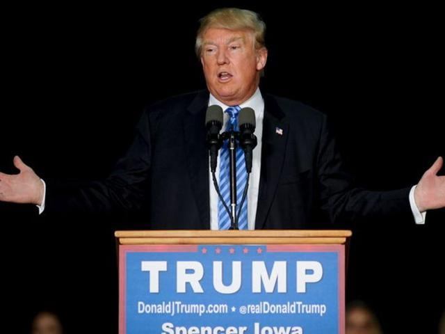 US Republican presidential candidate Donald Trump speaks to supporters at a Pearl Harbor Day rally aboard the USS Yorktown memorial in Mount Pleasant, South Carolina, December 7, 2015. Trump has called for a complete ban on Muslims entering the US.(REUTERS)