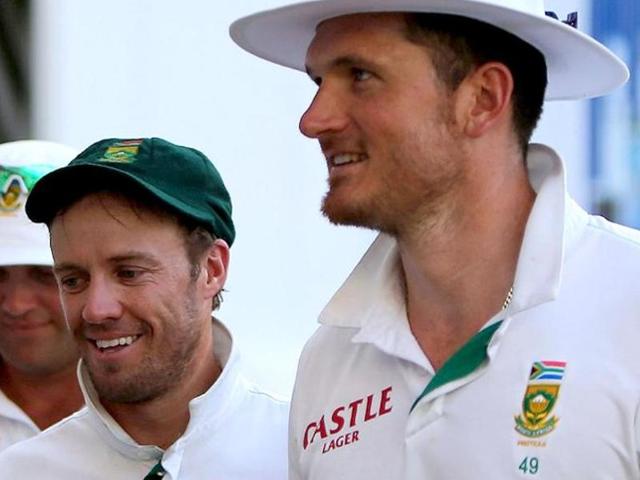 A file photo of South Africa's AB de Villiers (R) and former skipper Graeme Smith during the second test match against Pakistan in Dubai. (AFP Photo) A file photo of South Africa's AB de Villiers (R) and former skipper Graeme Smith during the second test match against Pakistan in Dubai. (AFP Photo)