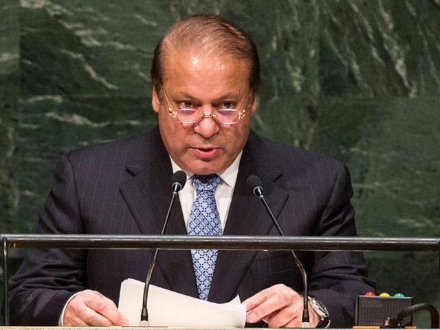 Prime Minister of Pakistan Nawaz Sharif speaks at the 69th United Nations General Assembly in New York City. (AFP File Photo)