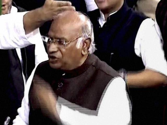 Leader of the Congress in the Lok Sabha Mallikarjun Kharge during ongoing winter session of the Parliament in New Delhi. (PTI) Leader of the Congress in the Lok Sabha Mallikarjun Kharge during ongoing winter session of the Parliament in New Delhi. (PTI)