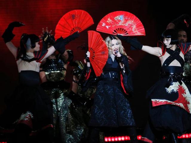Madonna, 57, still owns the stage as she performs during a concert at the AccorHotels Arena in Paris. (AFP) Madonna, 57, still owns the stage as she performs during a concert at the AccorHotels Arena in Paris. (AFP)