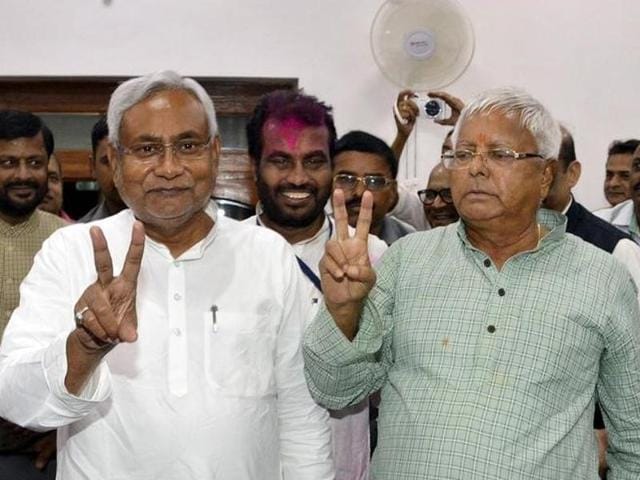 Bihar chief minister Nitish Kumar and Lalu Prasad Yadav, chief of Rashtriya Janata Dal, gesture after addressing a news conference in Patna. (Reuters File Photo) Bihar chief minister Nitish Kumar and Lalu Prasad Yadav, chief of Rashtriya Janata Dal, gesture after addressing a news conference in Patna. (Reuters File Photo)