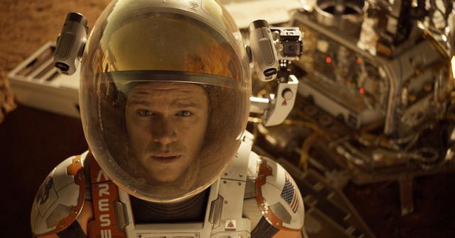 In this photo provided by Twentieth Century Fox, Matt Damon as Astronaut Mark Watney finds himself stranded and alone on Mars, in The Martian. (AP) In this photo provided by Twentieth Century Fox, Matt Damon as Astronaut Mark Watney finds himself stranded and alone on Mars, in The Martian. (AP)