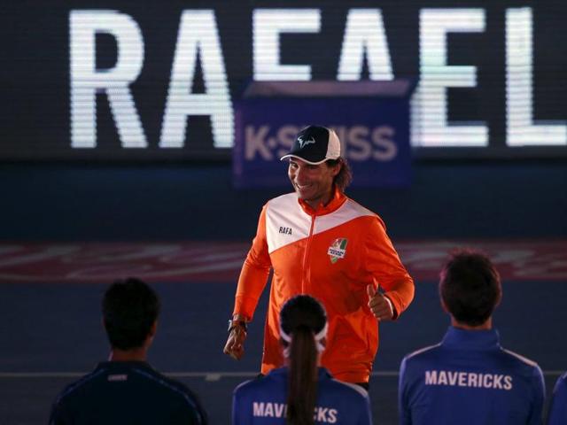 Indian Aces' Rafael Nadal of Spain walks onto the court before playing his match in the International Premier Tennis League (IPTL) in New Delhi. (REUTERS) Indian Aces' Rafael Nadal of Spain walks onto the court before playing his match in the International Premier Tennis League (IPTL) in New Delhi. (REUTERS)
