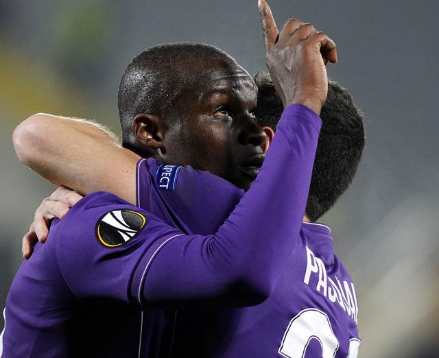 Fiorentina's Khouma Babacar celebrates after scoring during the Europa League match between Fiorentina and Belenenses, at the Artemio Franchi stadium on December 10, 2015. (AP Photo) Fiorentina's Khouma Babacar celebrates after scoring during the Europa League match between Fiorentina and Belenenses, at the Artemio Franchi stadium on December 10, 2015. (AP Photo)