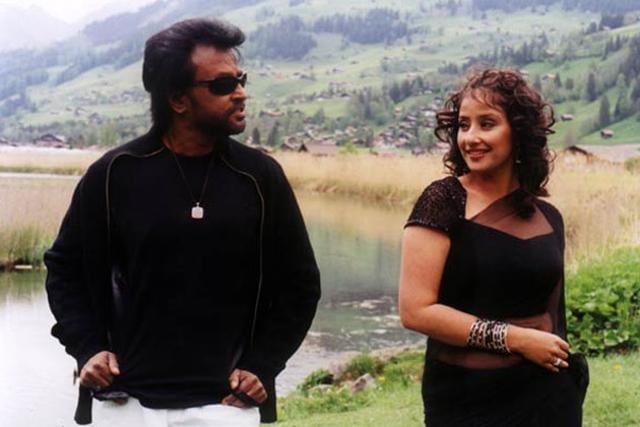 Manisha Koirala and Rajinikanth in a still from Baba. (Youtube Grab) Manisha Koirala and Rajinikanth in a still from Baba. (Youtube Grab)