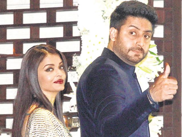 Aishwarya Rai Bachchan with Abhishek Bachchan. (HT Photo)
