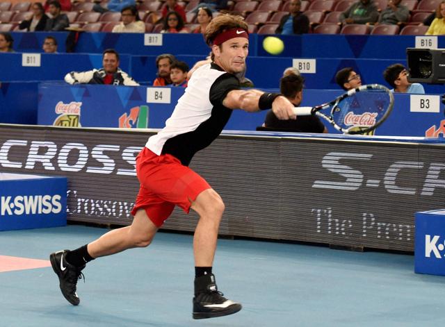 Carlos Moya of OUE Singapore Slammers in action during the International Premier Tennis League (IPTL) match at the IG Stadium in New Delhi on December 11, 2015. (PTI Photo) Carlos Moya of OUE Singapore Slammers in action during the International Premier Tennis League (IPTL) match at the IG Stadium in New Delhi on December 11, 2015. (PTI Photo)